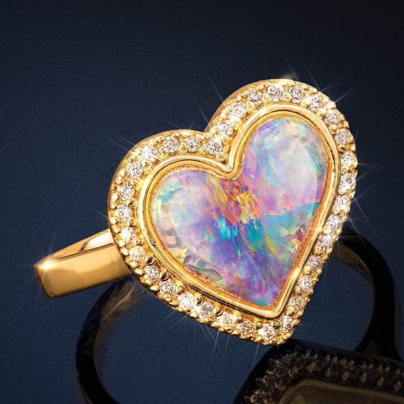 Kyocera Lab-Created Opal Heart Ring